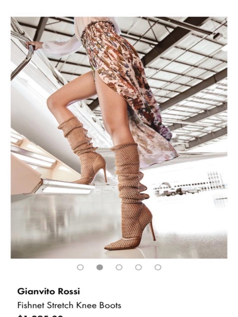 Gianvito Rossi Tan Fishnet Stretch Over-the-Knee Boots